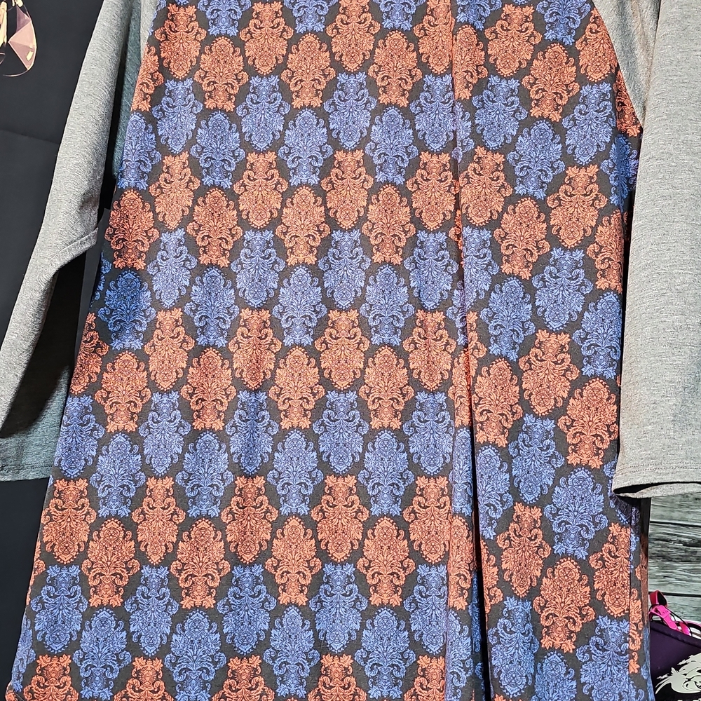 C001. LuLaRoe Blue and Orange A-Line Skirt